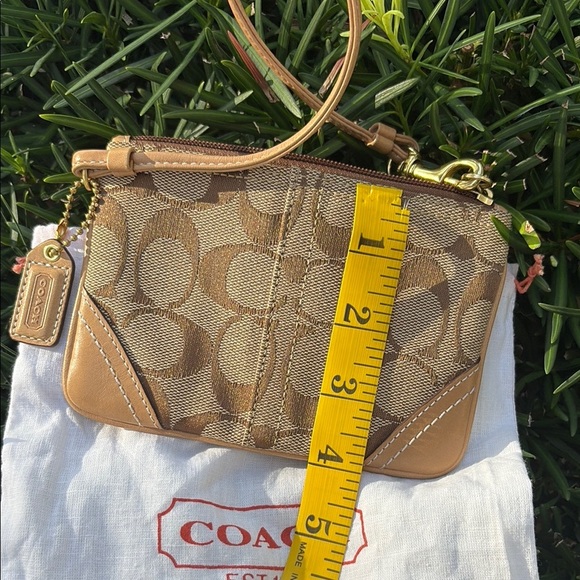 Coach Tan and Brown Signature Wristlet w/ mini Dustbag - Picture 9 of 9